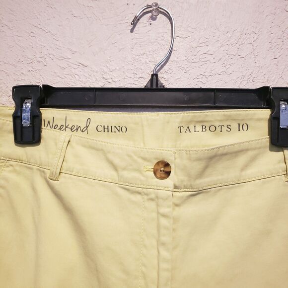 Talbots Pants Womens 10 Yellow Weekend Chino Stretch Pockets Skinny Leg Casual - Picture 4 of 9
